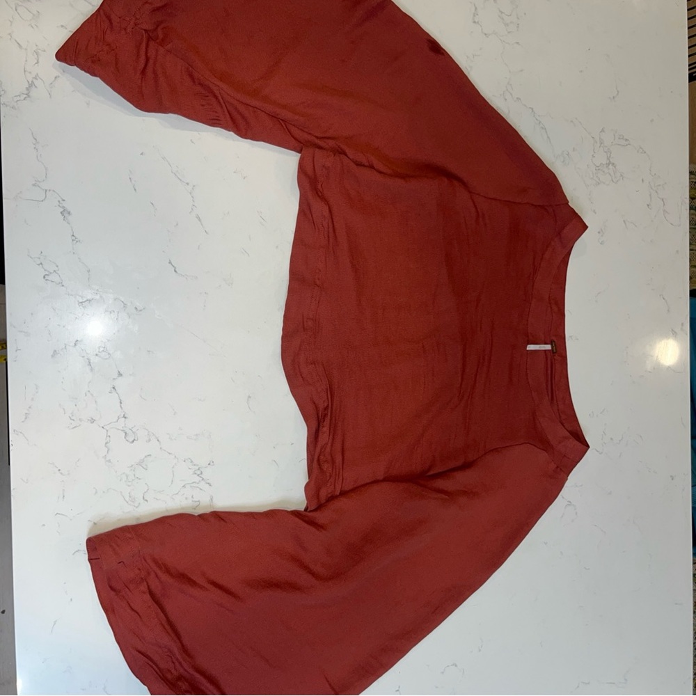 Free People Terracotta Bell Sleeve Crop Top